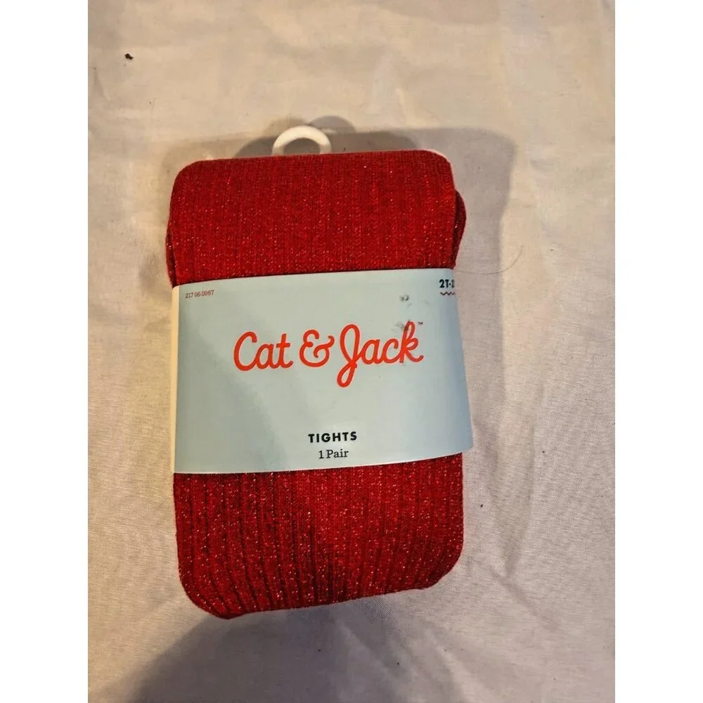 Red Sparkle Tights Girls New Size 2T 3T Party Dressy Cat & Jack
